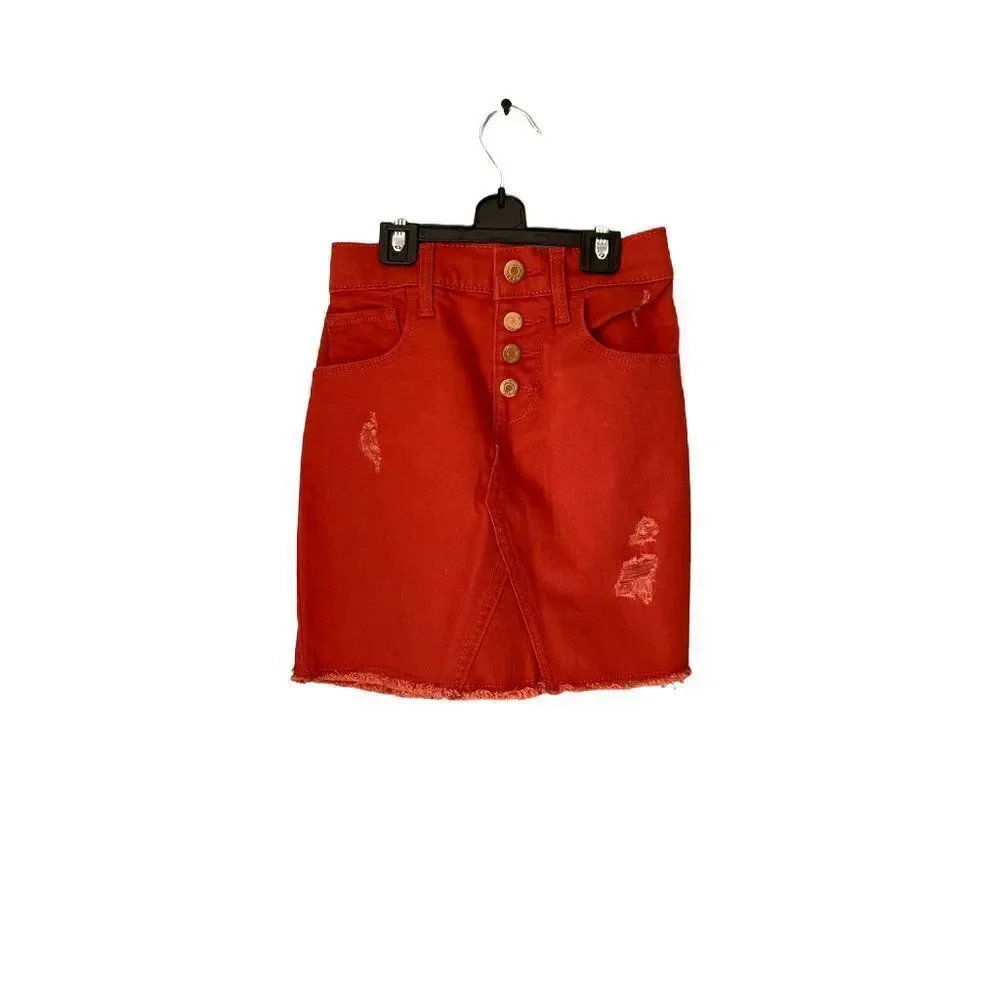 Old Navy girls rust colored distressed adjustable waist skirt/fall colors/size m